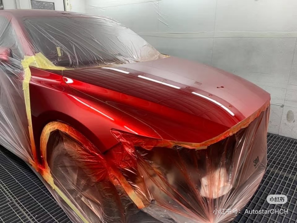 Autostar workshop: Full car respray on an EVO X using high-quality BASF car paint for a flawless finish.